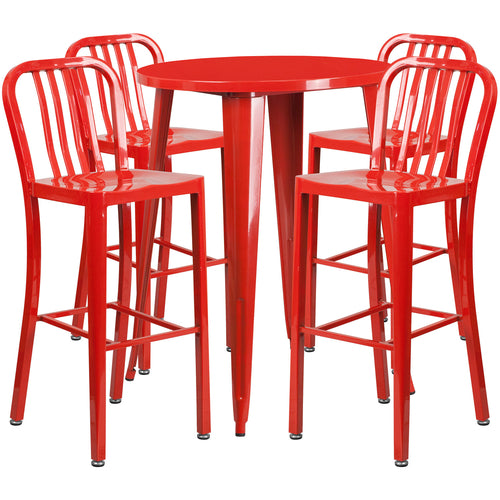 Flash Furniture CH-51090BH-4-30VRT-RED-GG Patio Dining Set