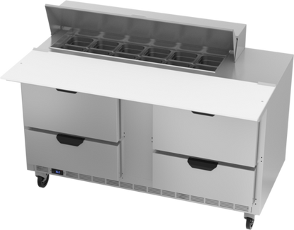 Beverage-Air SPED60HC-12C-4 60" 4 Drawer 12 Pan Sandwich / Salad Prep Table