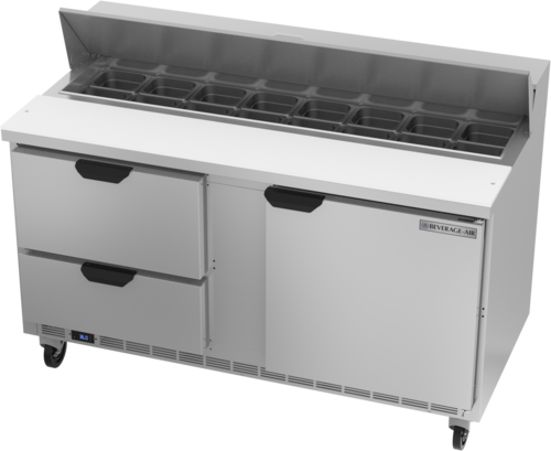 Beverage-Air SPED60HC-16-2 60" 1 Door 16 Pan Sandwich / Salad Prep Table