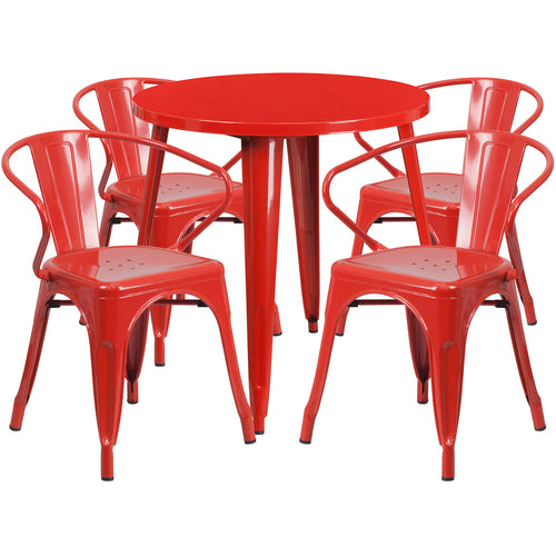 Flash Furniture CH-51090TH-4-18ARM-RED-GG Patio Dining Set