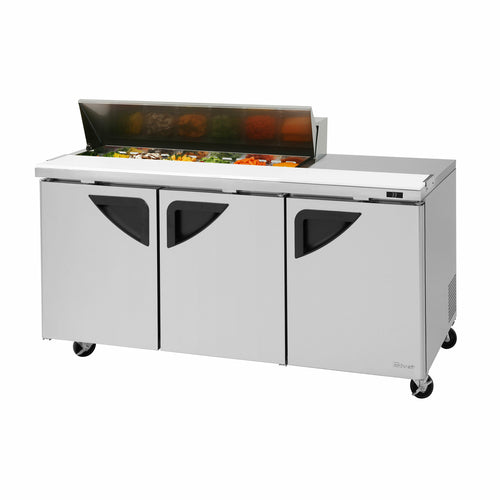 Turbo Air TST-72SD-12S-N(-LW) 72 5/8" 3 Doors 12 Pan Sandwich / Salad Prep Table