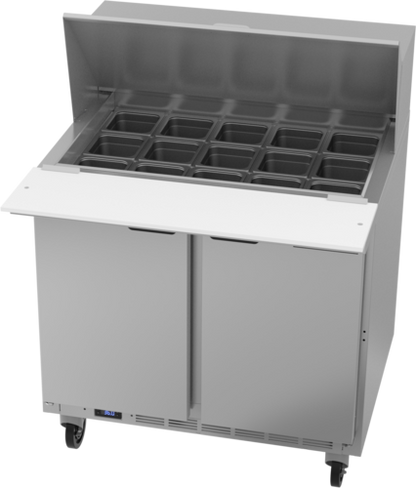 Beverage-Air SPE36HC-15M 36" 2 Doors 15 Pan Mega Top Sandwich / Salad Prep Table