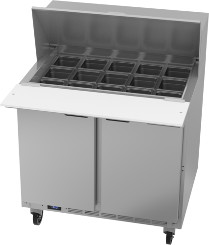 Beverage-Air SPE36HC-15M 36" 2 Doors 15 Pan Mega Top Sandwich / Salad Prep Table