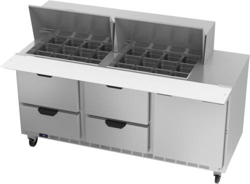 Beverage-Air SPED72HC-24M-4 72" 1 Door 24 Pan Mega Top Sandwich / Salad Prep Table