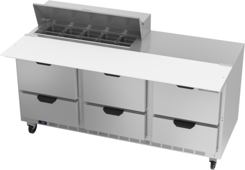Beverage-Air SPED72HC-10C-6 72" 6 Drawer 12 Pan Sandwich / Salad Prep Table