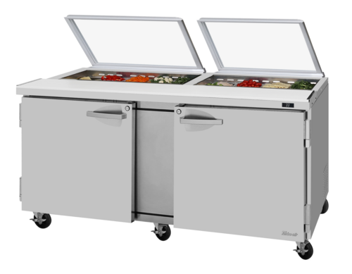 Turbo Air PST-72-N-GL 72 5/8" 2 Doors 19 Pan Sandwich / Salad Prep Table