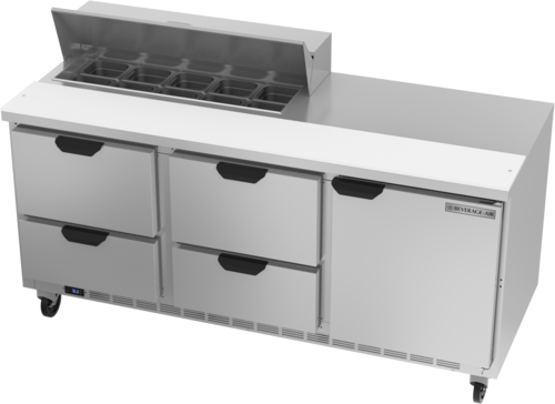 Beverage-Air SPED72HC-10-4 72" 1 Door 12 Pan Sandwich / Salad Prep Table
