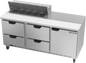 Beverage-Air SPED72HC-10-4 72" 1 Door 12 Pan Sandwich / Salad Prep Table