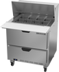 Beverage-Air SPED32HC-12M-2 32" 2 Drawer 12 Pan Mega Top Sandwich / Salad Prep Table