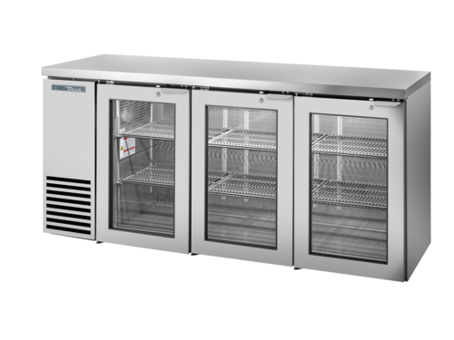 True TBB24-72-3G-Z1-SFT-S-1 72 1/8" Glass Door Back Bar Cooler