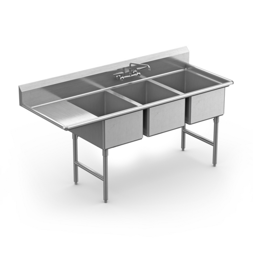 Winholt WS3T1620LD24 78 1/2" Compartment Sink