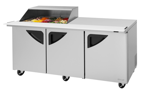 Turbo Air TST-72SD-15M-N-SL(-LW) 72 5/8" 3 Doors 15 Pan Mega Top Sandwich / Salad Prep Table