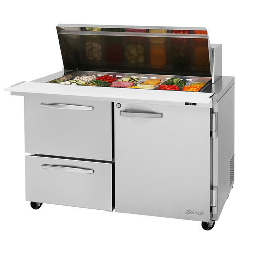 Turbo Air PST-48-18-D2R(L)-N 48 1/4" 4 Drawer 18 Pan Mega Top Sandwich / Salad Prep Table