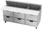 Beverage-Air SPED72HC-18C-6 72" 6 Drawer 19 Pan Sandwich / Salad Prep Table