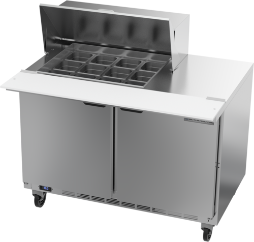 Beverage-Air SPE48HC-12M 48" 2 Doors 12 Pan Mega Top Sandwich / Salad Prep Table