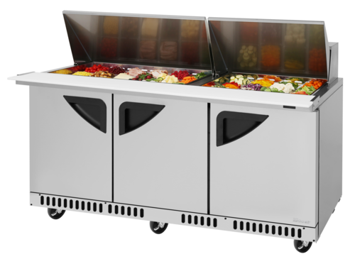 Turbo Air TST-72SD-30-FB-N 72 5/8" 3 Doors 30 Pan Mega Top Sandwich / Salad Prep Table