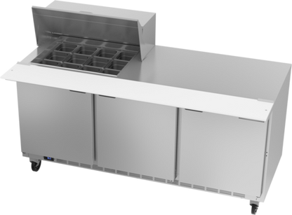 Beverage-Air SPE72HC-12M 72" 3 Doors 12 Pan Mega Top Sandwich / Salad Prep Table