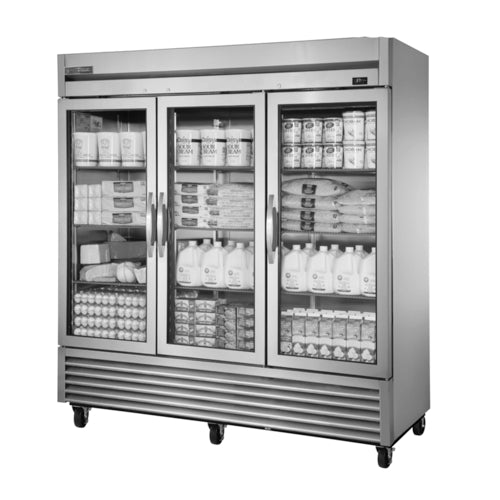 True TS-72G-HC~FGD01 78 1/8" 3 Section Glass Door Reach-In Refrigerator