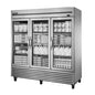 True TS-72G-HC~FGD01 78 1/8" 3 Section Glass Door Reach-In Refrigerator