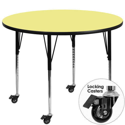 Flash Furniture XU-A48-RND-YEL-T-A-CAS-GG Dining Table