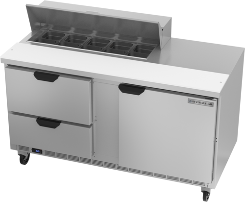 Beverage-Air SPED60HC-10-2 60" 1 Door 12 Pan Sandwich / Salad Prep Table