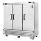 Everest EBRF3 74 3/4" 3 Section Solid Door Reach-In Refrigerator Freezer