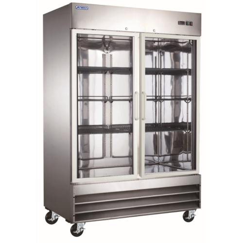 Omcan 59126 54" 2 Section Glass Door Reach-In Refrigerator
