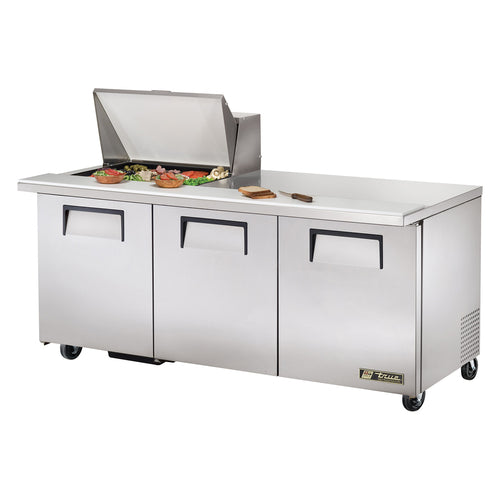 True TSSU-72-12M-B-HC 72 3/8" 3 Doors 12 Pan Mega Top Sandwich / Salad Prep Table