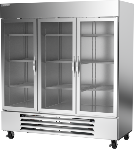 Beverage-Air HBRF72HC-1-B-G 75" 3 Section Glass Door Reach-In Refrigerator Freezer