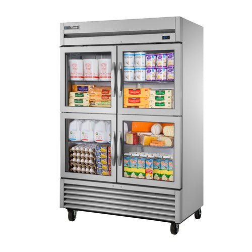 True T-49G-4-HC~FGD01 54 1/8" 2 Section Glass Door Reach-In Refrigerator