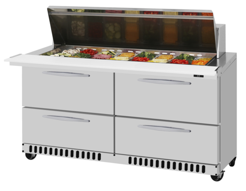 Turbo Air PST-60-24-D4-FB-N 60 1/4" 4 Drawer 24 Pan Mega Top Sandwich / Salad Prep Table