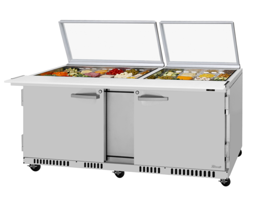 Turbo Air PST-72-30-FB-N-GL 72 5/8" 2 Doors 30 Pan Sandwich / Salad Prep Table