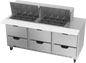 Beverage-Air SPED72HC-24M-6 72" 6 Drawer 24 Pan Mega Top Sandwich / Salad Prep Table