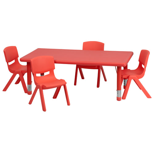 Flash Furniture YU-YCX-0013-2-RECT-TBL-RED-R-GG Dining Set