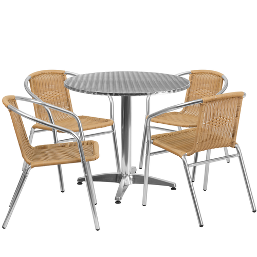 Flash Furniture TLH-ALUM-32RD-020BGECHR4-GG Patio Dining Set