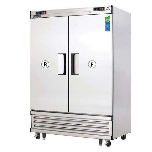 Everest EBRF2 54 1/8" 2 Section Solid Door Reach-In Refrigerator Freezer