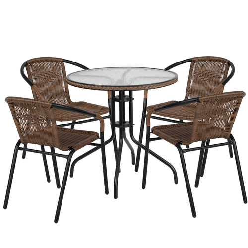 Flash Furniture TLH-087RD-037BN4-GG Patio Dining Set