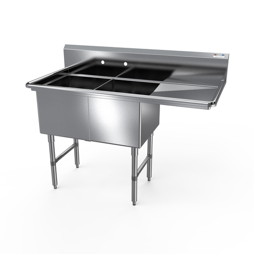 NBR 2SS-182414R18 58 1/4" Compartment Sink