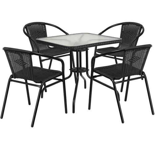 Flash Furniture TLH-073SQ-037BK4-GG Patio Dining Set