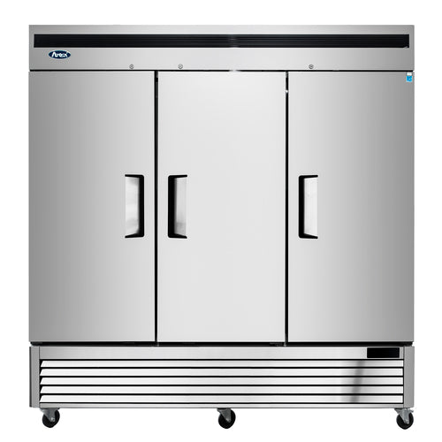 Atosa MBF8508GR 81 7/8" 3 Section Solid Door Reach-In Refrigerator