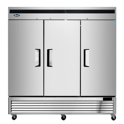 Atosa MBF8508GR 81 7/8" 3 Section Solid Door Reach-In Refrigerator