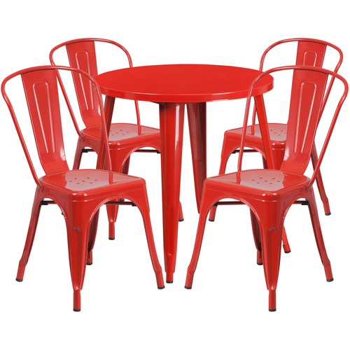 Flash Furniture CH-51090TH-4-18CAFE-RED-GG Patio Dining Set