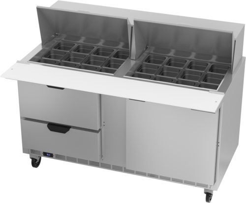 Beverage-Air SPED60HC-24M-2 60" 1 Door 24 Pan Mega Top Sandwich / Salad Prep Table