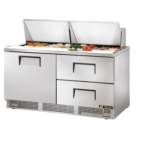 True TFP-64-24M-D-2-HC 64 1/8" 1 Door 24 Pan Mega Top Sandwich / Salad Prep Table