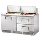 True TFP-64-24M-D-2-HC 64 1/8" 1 Door 24 Pan Mega Top Sandwich / Salad Prep Table