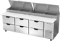 Beverage-Air DPD93HC-6 93" 6 Drawer Pizza Prep Table