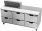 Beverage-Air SPED72HC-08-6 72" 6 Drawer 9 Pan Sandwich / Salad Prep Table