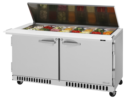 Turbo Air PST-60-24-FB-N-FL 60 1/4" 2 Doors 24 Pan Mega Top Sandwich / Salad Prep Table