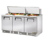 True TFP-72-30M-HC 72 1/8" 3 Doors 30 Pan Mega Top Sandwich / Salad Prep Table