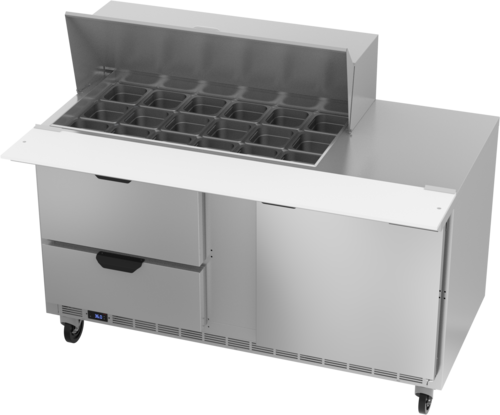 Beverage-Air SPED60HC-18M-2 60" 1 Door 18 Pan Mega Top Sandwich / Salad Prep Table